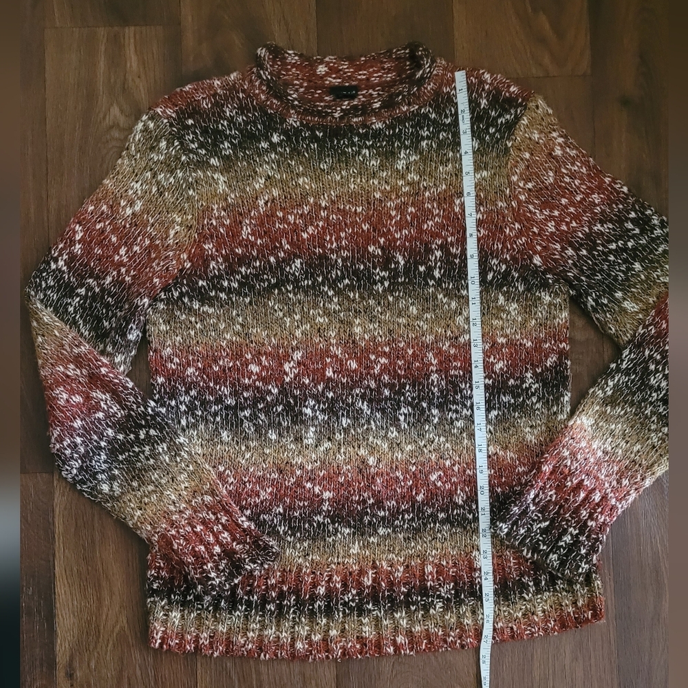 Tribal chunky roll neck oversized pullover sweater Women's XL warm colors - Picture 8 of 8